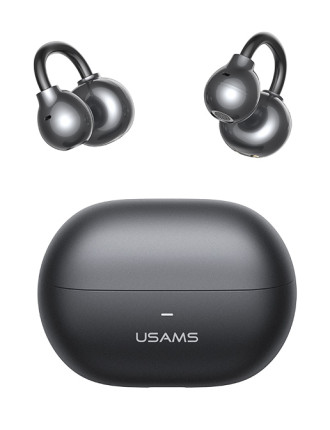 USAMS earphones με θήκη φόρτισης Echo R02, OWS, Φ11mm, 50/300mAh, μαύρα
