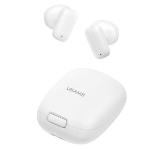 USAMS earphones με θήκη φόρτισης ID25, TWS, Φ13mm, 30/230mAh, λευκά