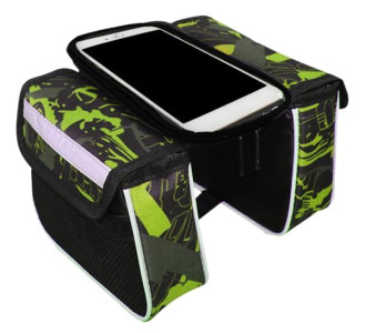 Tσαντάκι ποδηλάτου BIKE-0035, με θήκη κινητού, μαύρο-πράσινο Tσαντάκι ποδηλάτου BIKE-0035, με θήκη κινητού, μαύρο-πράσινο