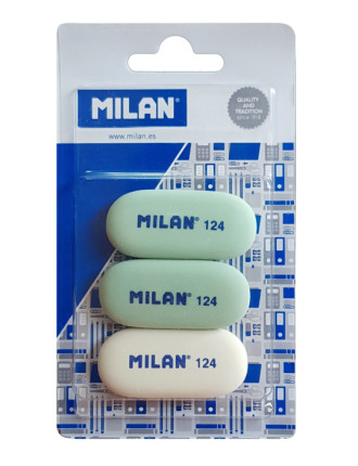 MILAN γόμα 124 BMM9203MP, παραλληλόγραμη 50 x 23 x 6mm, σετ 3τμχ MILAN γόμα 124 BMM9203MP, παραλληλόγραμη 50 x 23 x 6mm, σετ 3τμχ