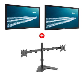 ACER 2x used οθόνες V226HQL με βάση, LED, 21.5" Full HD, VGA/DVI, Grade A