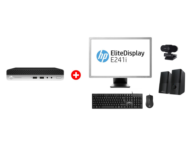 HP PC ProDesk 400 G5 Micro, Refurbished Grade A Repainted, i5-9500T, 8/256GB M.2, Windows 11 Home, με οθόνη E241I/ποντίκι/πληκτρολόγιο/ηχεία/camera