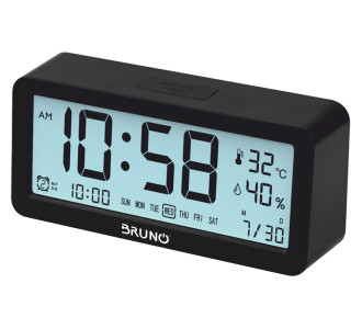BRUNO ξυπνητήρι BRN-0128 με μέτρηση θερμοκρασίας και υγρασίας, μαύρο BRUNO ξυπνητήρι BRN-0128 με μέτρηση θερμοκρασίας και υγρασίας, μαύρο
