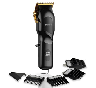 BRUNO επαγγελματική κουρευτική μηχανή BRN-0222 με βάση, επαναφορτιζόμενη, μαύρη