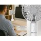 BRUNO φορητός ανεμιστήρας χειρός BRN-0229, επαναφορτιζόμενος, με βάση & λουράκι μεταφοράς, λευκός/γκρι