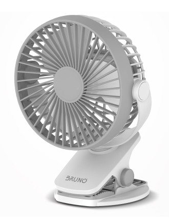BRUNO ανεμιστήρας με κλίπ BRN-0230, επαναφορτιζόμενος, λευκός/γκρι
