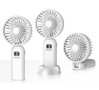 BRUNO φορητός ανεμιστήρας χειρός επαναφορτιζόμενος BRN-0236, με βάση, λευκός-γκρι