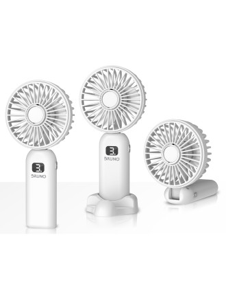 BRUNO φορητός ανεμιστήρας χειρός επαναφορτιζόμενος BRN-0236, με βάση, λευκός-γκρι