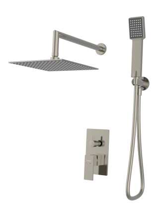 BRUNO σετ κεφαλή ντους με τηλέφωνο BRN-0264, αναμεικτική, εντοιχισμού, ασημί