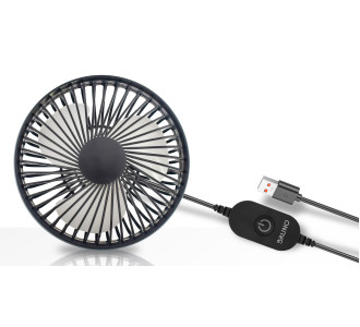 BRUNO ανεμιστήρας αυτοκινήτου BRN-0284, 5" ιντσών, με περιστροφή 360°, 2 ταχύτητες και καλώδιο USB