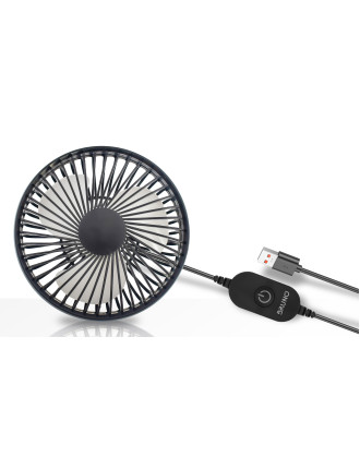 BRUNO ανεμιστήρας αυτοκινήτου BRN-0284, 5" ιντσών, με περιστροφή 360°, 2 ταχύτητες και καλώδιο USB