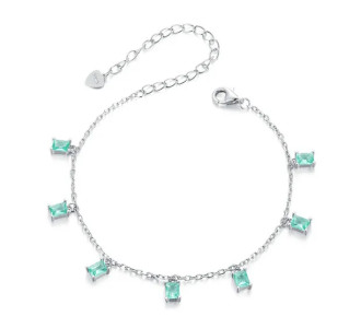 BAMOER βραχιόλι BSB168 με διάφανα κρύσταλλα, ασήμι 925, ασημί/βεραμάν BAMOER βραχιόλι BSB168 με διάφανα κρύσταλλα, ασήμι 925, ασημί/βεραμάν