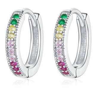 BAMOER σκουλαρίκια κρίκοι BSE459, κυβική ζιρκόνια, ασήμι 925, ασημί