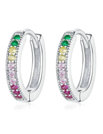 BAMOER σκουλαρίκια κρίκοι BSE459, κυβική ζιρκόνια, ασήμι 925, ασημί BAMOER σκουλαρίκια κρίκοι BSE459, κυβική ζιρκόνια, ασήμι 925, ασημί