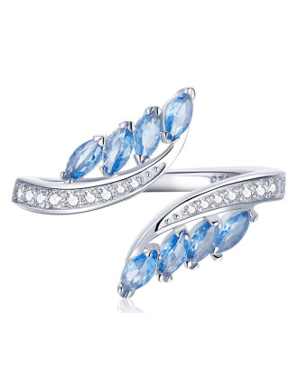 BAMOER δαχτυλίδι BSR005, κυβική ζιρκόνια, ανοιγόμενο, ασήμι 925, ασημί