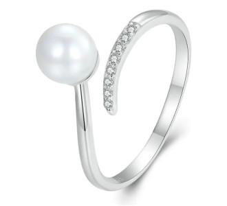 BAMOER δαχτυλίδι BSR497-E με πέρλα & ζιρκόνια, ανοιγόμενο, ασήμι 925 BAMOER δαχτυλίδι BSR497-E με πέρλα & ζιρκόνια, ανοιγόμενο, ασήμι 925