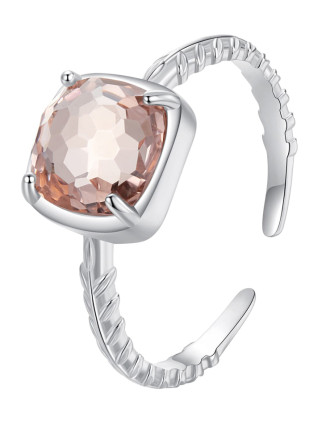 BAMOER δαχτυλίδι BSR598-E με ροζ διάφανο κρύσταλλο, ανοιγόμενο, ασήμι 925, ασημί BAMOER δαχτυλίδι BSR598-E με ροζ διάφανο κρύσταλλο, ανοιγόμενο, ασήμι 925, ασημί
