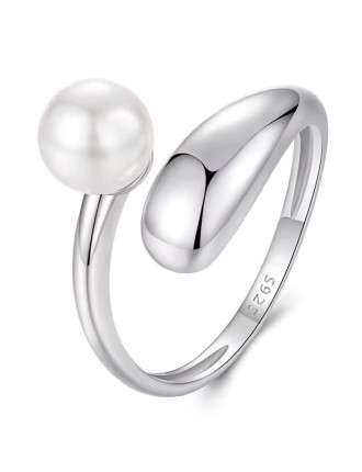 BAMOER δαχτυλίδι BSR662-E με πέρλα, ανοιγόμενο, ασήμι 925, ασημί BAMOER δαχτυλίδι BSR662-E με πέρλα, ανοιγόμενο, ασήμι 925, ασημί