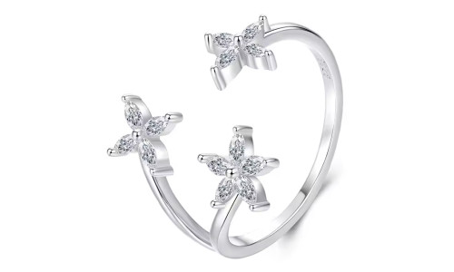 BAMOER δαχτυλίδι BSR710-E με κυβική ζιρκόνια, ανοιγόμενο, ασήμι 925, ασημί BAMOER δαχτυλίδι BSR710-E με κυβική ζιρκόνια, ανοιγόμενο, ασήμι 925, ασημί