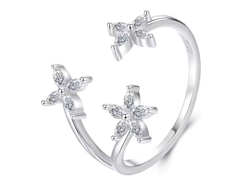 BAMOER δαχτυλίδι BSR710-E με κυβική ζιρκόνια, ανοιγόμενο, ασήμι 925, ασημί BAMOER δαχτυλίδι BSR710-E με κυβική ζιρκόνια, ανοιγόμενο, ασήμι 925, ασημί