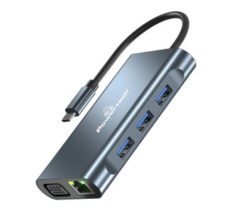 POWERTECH docking station BYL-2311 8 θυρών, USB-C σύνδεση, 100W PD, γκρι POWERTECH docking station BYL-2311 8 θυρών, USB-C σύνδεση, 100W PD, γκρι