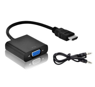 POWERTECH αντάπτορας HDMI σε VGA CAB-H071, με audio jack, μαύρο, 0.20m
