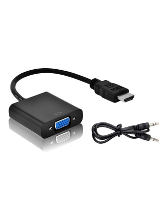 POWERTECH αντάπτορας HDMI σε VGA CAB-H071, με audio jack, μαύρο, 0.20m
