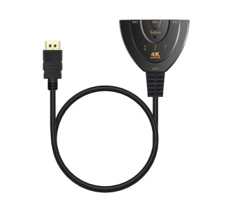 POWERTECH HDMI Switch CAB-H077, 3 σε 1, 4K, 0.50m, μαύρο