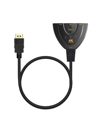 POWERTECH HDMI Switch CAB-H077, 3 σε 1, 4K, 0.50m, μαύρο POWERTECH HDMI Switch CAB-H077, 3 σε 1, 4K, 0.50m, μαύρο