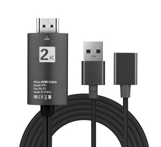 POWERTECH Καλώδιο USB (F) σε HDMI CAB-H080 με USB τροφοδοσία, 1m, μαύρο