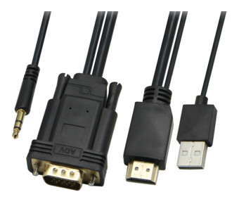 POWERTECH καλώδιο HDMI & USB σε VGA & 3.5mm CAB-H111, 1080p, 5m, μαύρο