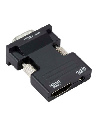 POWERTECH αντάπτορας HDMI σε VGA CAB-H120 με 3.5mm, μαύρος