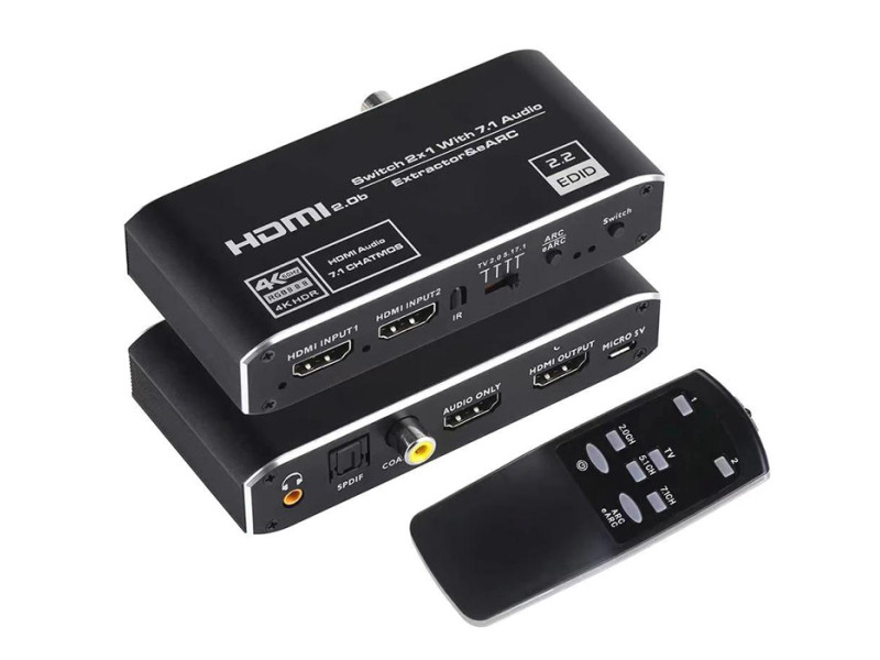 HDMI switch CAB-H150 με τηλεχειριστήριο, 4 σε 1, 4K/60Hz, μαύρο