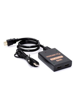 HDMI splitter CAB-H156, 1-in σε 2-out, 4K/60Hz, HDR/HDCP, 50cm, μαύρο