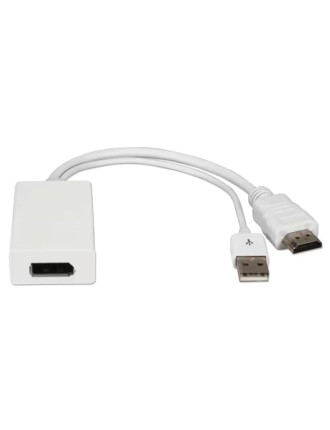 POWERTECH αντάπτορας HDMI σε DisplayPort CAB-H162, USB, 4K, λευκός