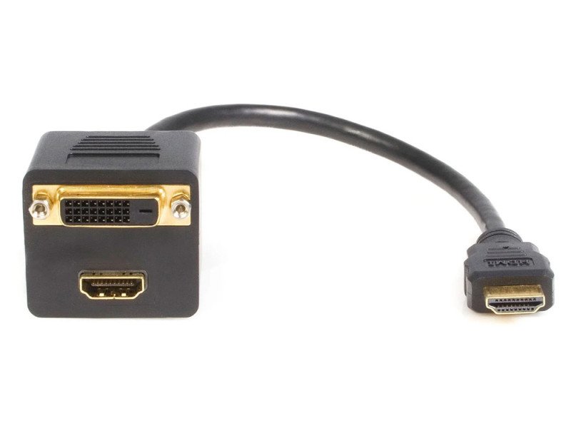 POWERTECH αντάπτορας HDMI σε HDMI & DVI CAB-H168, 4K/30Hz, 30cm, μαύρος