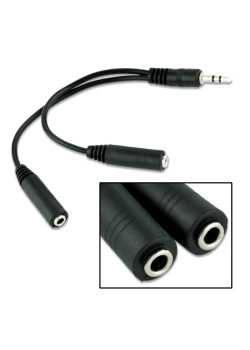 POWERTECH καλώδιο 3.5mm αρσενικό σε 2x 3.5mm θηλυκό CAB-J011 0.2m, μαύρο