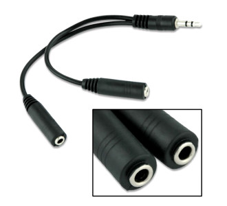 POWERTECH καλώδιο 3.5mm αρσενικό σε 2x 3.5mm θηλυκό CAB-J011 0.2m, μαύρο