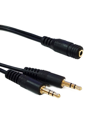 POWERTECH καλώδιο 3.5mm σε 2x 3.5mm CAB-J028, 0.20m, μαύρο