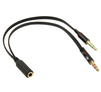 POWERTECH καλώδιο 2x 3.5mm σε 3.5mm θηλυκό CAB-J047, 0.2m, μαύρο