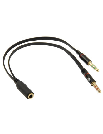 POWERTECH καλώδιο 2x 3.5mm σε 3.5mm θηλυκό CAB-J047, 0.2m, μαύρο