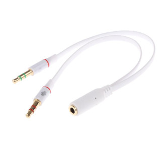 POWERTECH καλώδιο 2x 3.5mm σε 3.5mm θηλυκό CAB-J048, 0.2m, λευκό