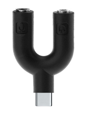 POWERTECH αντάπτορας USB-C σε 2x 3.5mm CAB-J052, μαύρος