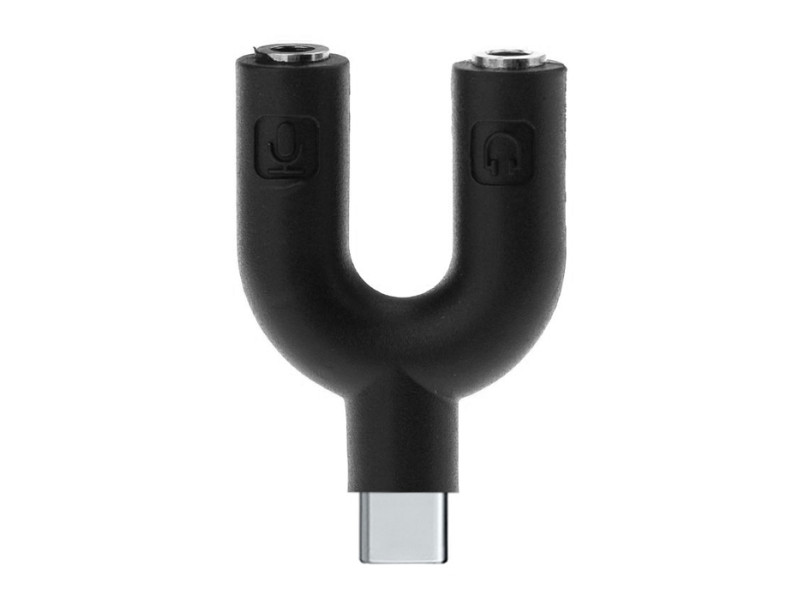 POWERTECH αντάπτορας USB-C σε 2x 3.5mm CAB-J052, μαύρος