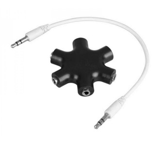 POWERTECH αντάπτορας 6x 3.5mm θηλυκό CAB-J054, με καλώδιο 3.5mm, μαύρος