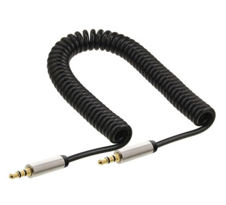 POWERTECH καλώδιο ήχου 3.5mm CAB-J058, spiral, gold plated, 1.8m, μαύρο