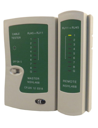 POWERTECH tester καλώδια δικτύου & τηλέφωνου CAB-N044 για RJ11/RJ12/RJ45