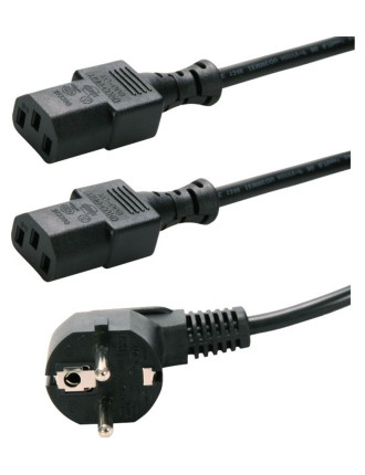 POWERTECH καλώδιο τροφοδοσίας PC για σύνδεση 2 συσκευών P009, 3pin, 1.5m