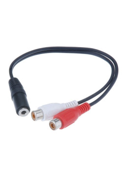 POWERTECH καλώδιο 3.5mm θηλυκό σε 2x RCA θηλυκό CAB-R012 0.20m, μαύρο