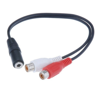 POWERTECH καλώδιο 3.5mm θηλυκό σε 2x RCA θηλυκό CAB-R012 0.20m, μαύρο